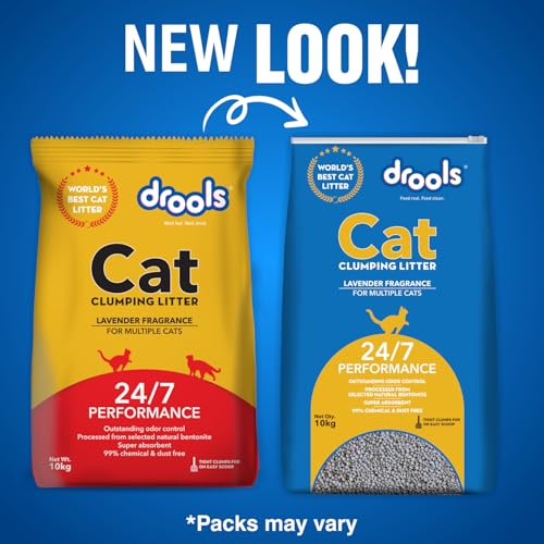 Image of Drools Cat Litter (for Multiple cat Breeds) 10 kg Pack | Lavender Flavour | Pet and People Friendly | Long Lasting Lavender Fragrance | Super Absorbent of Liquids