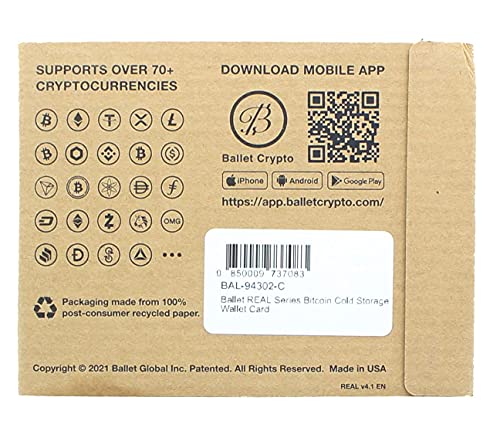Ballet Global Inc. Ballet REAL Series Bitcoin Cold Storage Wallet Card Brown One Size2