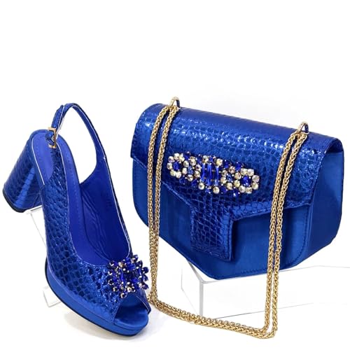 Women Ladies Party Shoes and Special Bag High Heels and Dual Purpose Bag Women's Shoes Blue2