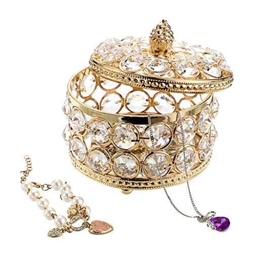 Boîte à bijoux en cristal dorée taille moyenne avec couvercle Sumtree - 6