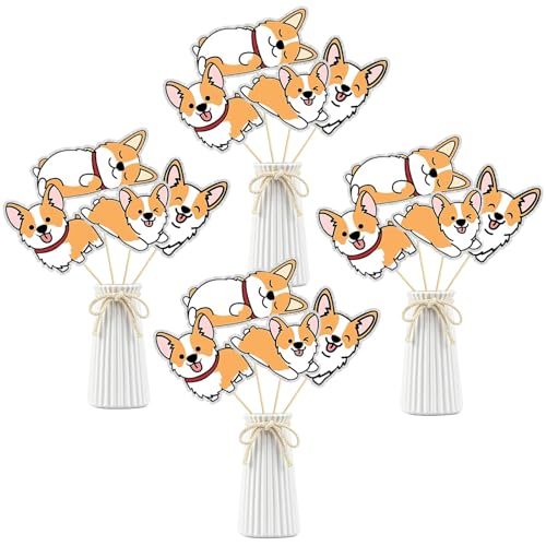 Image of Set of 16,Corgi Theme Centerpiece Sticks,Cute Pet Dog Birthday Theme Party Table Toppers,Puppy Pet Dog Happy Birthday Party Decoration Supplies