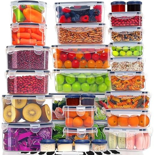 KITHELP 60-Piece Large Food Storage Containers Set - Leakproof, BPA-Free Plastic with Lids Airtight for Kitchen Storage and Organization Reusable with Labels Pen- Microwave Dishwasher Freezer Safe