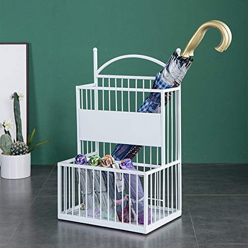 Porte-parapluies à 2 niveaux blanc métallique anti-gouttes pour porte d'entrée