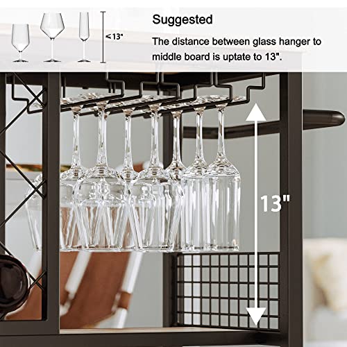 Ironck Wine Rack Table, Industrial Bar Cart On Wheels Kitchen Storage Cart For The Home Wood And Metal Frame, Rustic Brown #TOP3