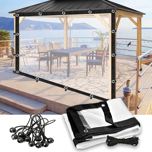 Telone resistente 6x6 piedi, telo in PVC per tettoie, patio, auto, mobili per animali domestici con occhielli, tenda impermeabile e resistente alle intemperie, telo per esterni da giardino e patio