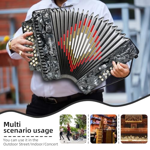 image for Rowadtim 31 Key Button Accordion Professional Diatonic Concertina with