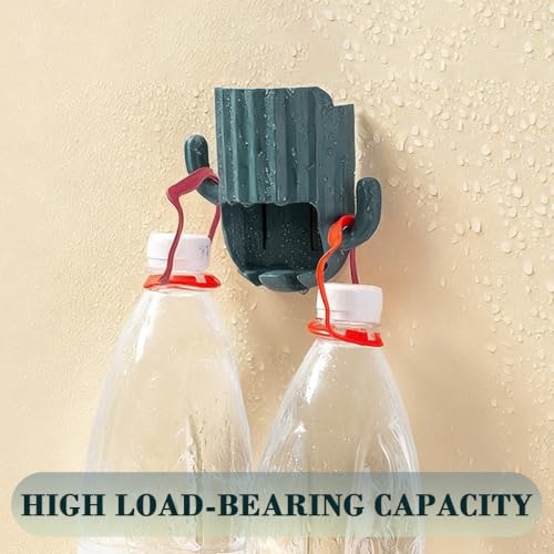 Image of HASTHIP 2Pcs Bathroom Toothbrush Holder, Self-Adhesive Toothpaste Holder, Toothbrush Holders for Bathroom Wall, Dual Toothbrush Slots, Cartoon Cactus Toothpaste Storage Holder, Green & Blue