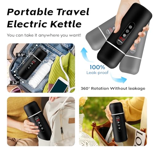 Image of Electric Travel Kettle,12V /24V Car Coffee Warmer Kettle,Portable Hot Water Boiler,Small Hot Water Heater with Built-in Magnetic Induction Stirring