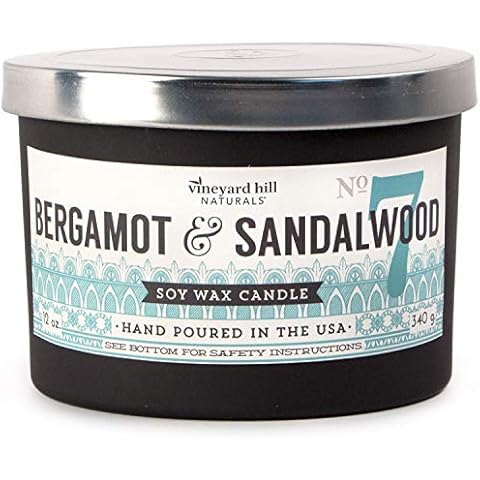 Vineyard Hill Naturals Matte Black Letterpress 3-Wick Scented Candle, 12-Ounce Cover