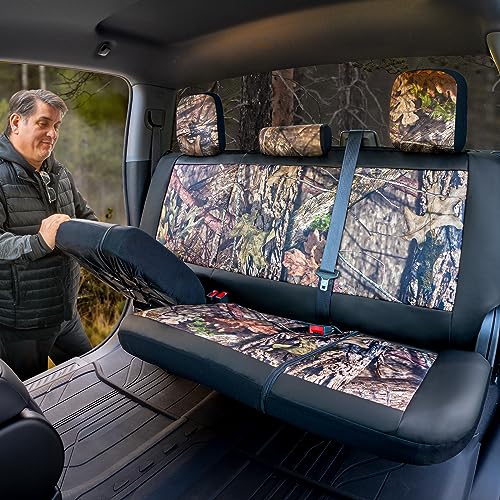 Mossy Oak Camo Truck Bench Seat Cover Fits All Full-Size Silverado F-150 Ram Sierra Titan Tundra Pickup Trucks; Folding Bench or Standard Bench Seats; 70% Polyester 30% Polyurethane