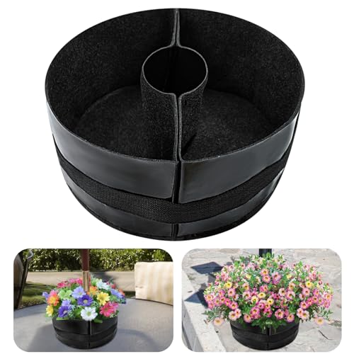 1Pcs Felt Umbrella Planter for Patio Table Artificial Plants 11.8Foldable Half Circle Planter Pot Fits Umbrella Poles Up to 2 Diameter Planters Container Umbrella Flower Pot for Outdoor Garden Home