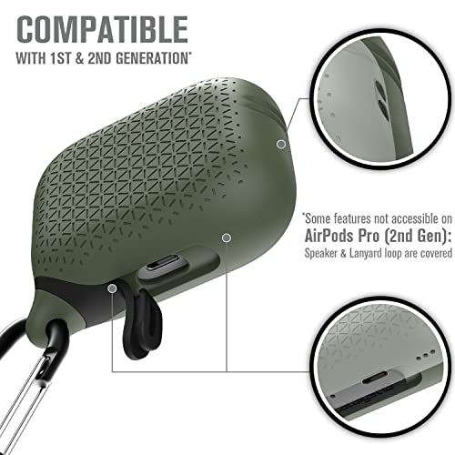 Catalyst- Waterproof Case For Airpods Pro(1St & 2Nd Generation)- Premium Edition. Compatible Wireless Charging, One-Piece Design, High Drop Protection, With Carabiner, Soft-Touch - Navy Blue #TOP4