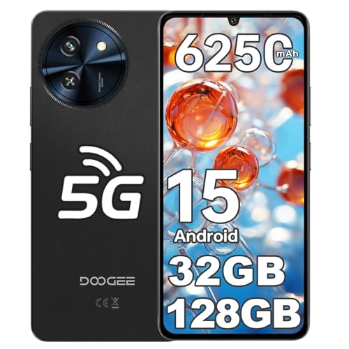 DOOGEE Note59 (2025) Teléfono Móvil Libres 5G - 32GB+128GB/2TB Android 15 Smartphone, 6.75' HD+(120Hz) Teléfono Móvil, 6250mAh Batería, 16MP+8MP, Moviles 5G Dual SIM/GPS/NFC/Face ID/OTG/Widevine L1