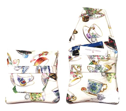 Generic Tea Bag Wallet In A Large Tea Bag Shape In Victorian Tea Cups Fabric thumb #1