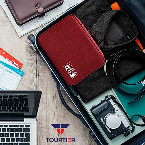 TOURTIER Digital Accessories Cable Organizer Bag - Travel Electronics Storage Case Protects USB Drives, Memory Cards, Chargers, SD Card, Cords, Adaptors and Other Device Accessories (Red) 8 517sc2DAabL