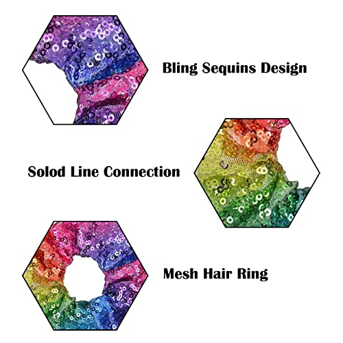 Yuese 12 Pieces Sparkly Sequins Hair Scrunchies Elastics Hair Bands Ponytail Holders Hair Wrist Ties Ropes Scrunchies For Show Gym Dance Party Club Girls Women Hair Accessories #TOP5