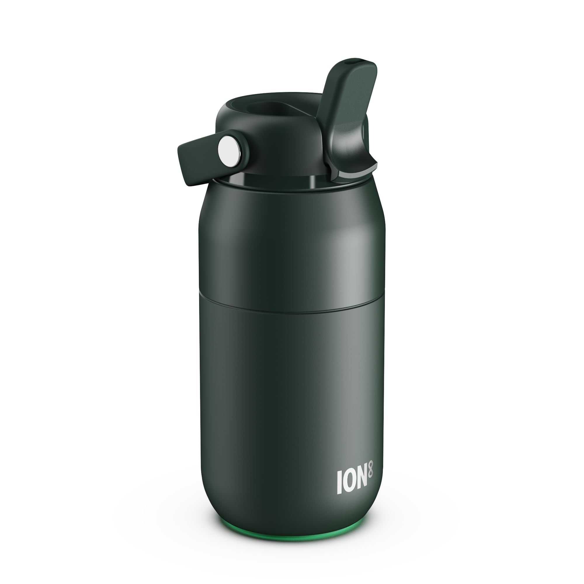 ION8 Primo Urban Insulated Water Bottle 360ml (12oz) – Leakproof Stainless Steel Bottle with Straw Lid, Fast Flow, Vacuum Insulated Cold Drinks, Cup Holder Friendly, Dishwasher Safe, Dark Green