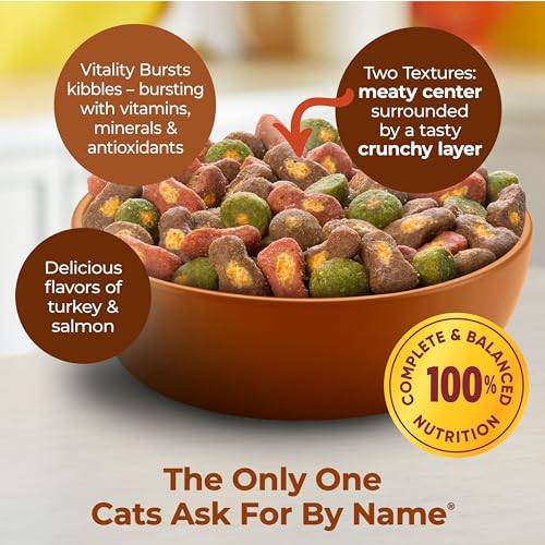 Image of Meow Mix Tender Centers Dry Cat Food, Salmon & Turkey with Vitality Bursts, 13.5 Pound Bag