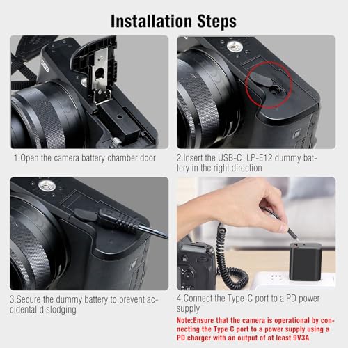 Adaptador de corriente USB-C DR-E12 de batería externa para cámaras Canon EOS M50 y M100 4