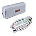 Produktbild Oyachic Schreibmäppchen Zipper Pencil Case Box Bleistift-Beutel Stifte Etui Mäppchen Kosmetiktasche Große Kapazität Schüleretui Segeltuch Stiftemappe (Hellgrau)