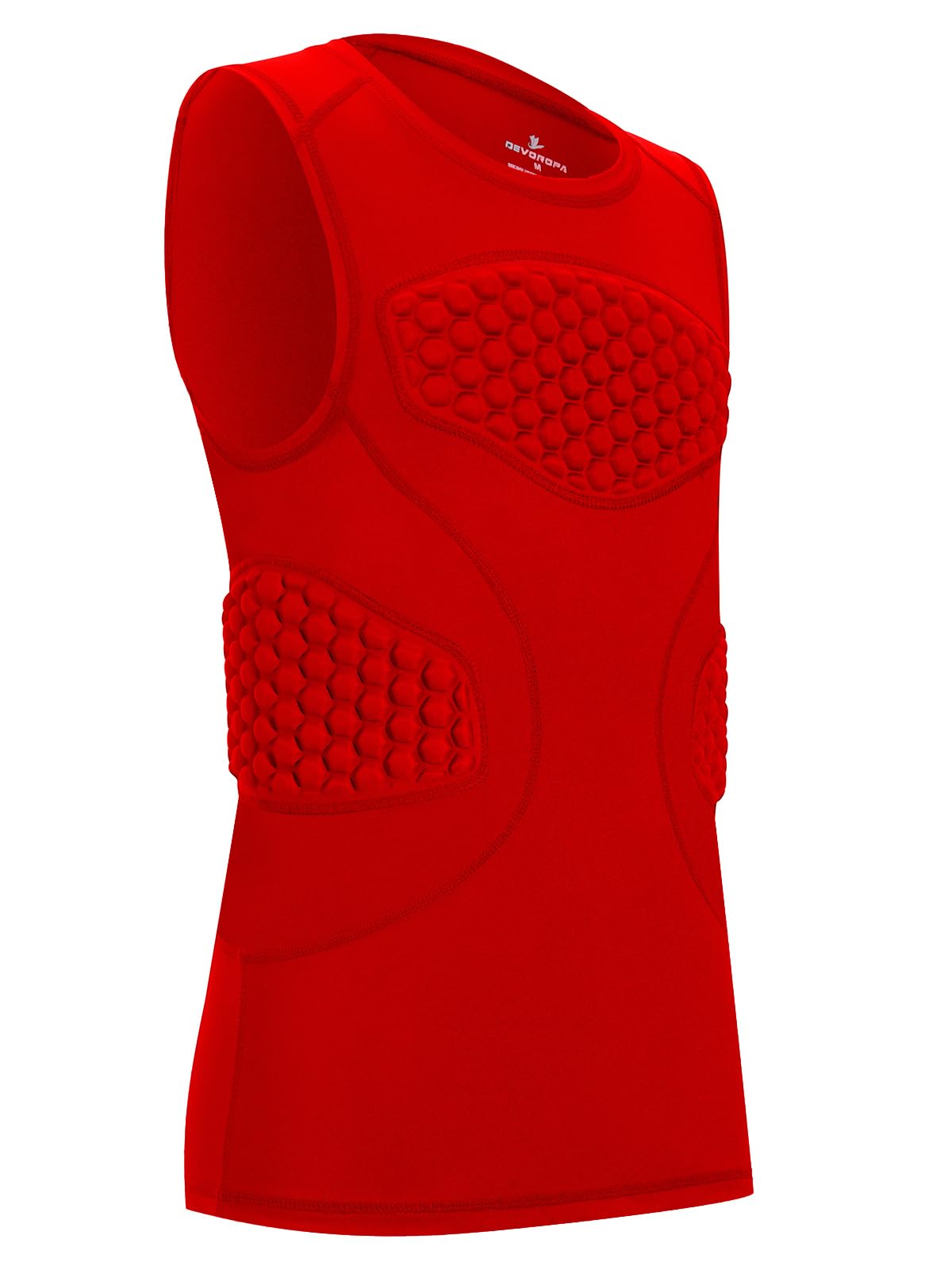 DEVOROPA Youth Boys Football Baseball Padded Compression Shirt Chest Protector Softball Lacrosse Rib Heart Sternum Guard