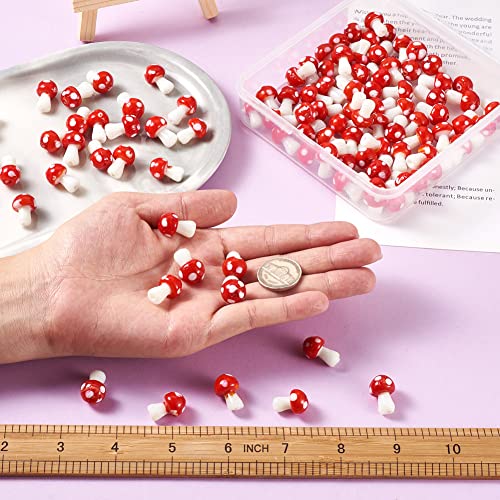 Craftdady 100Pcs Cute Mushroom Lampwork Beads Red White Small Handmade Glass Spacers Beads for Jewelry Bracelets Earring Making Hole: 2mm - Image 2