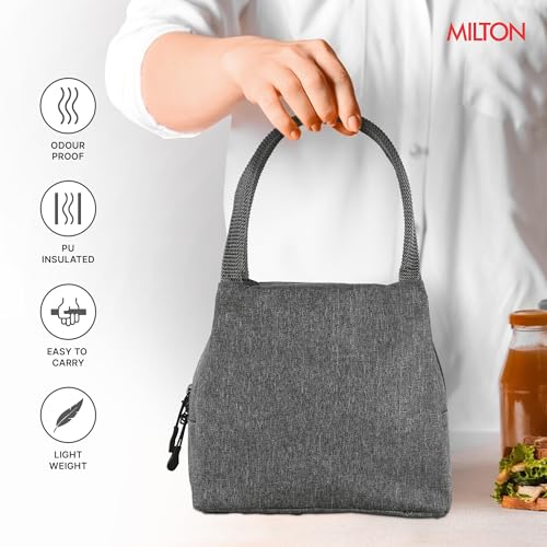 Image of MILTON Fancy Lunch Bag I Design Tiffin Bag for Office for Men, Women I Eco Friendly, Spacious, Durable I 2.44 L I Black