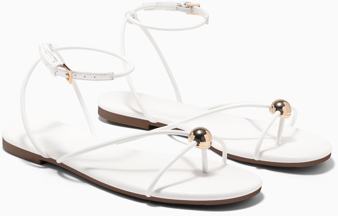 Coutgo Womens Strappy Flat Sandals Open Toe Flip Flops Sandals Ankle Strap Summer Beach Shoes - Image 5