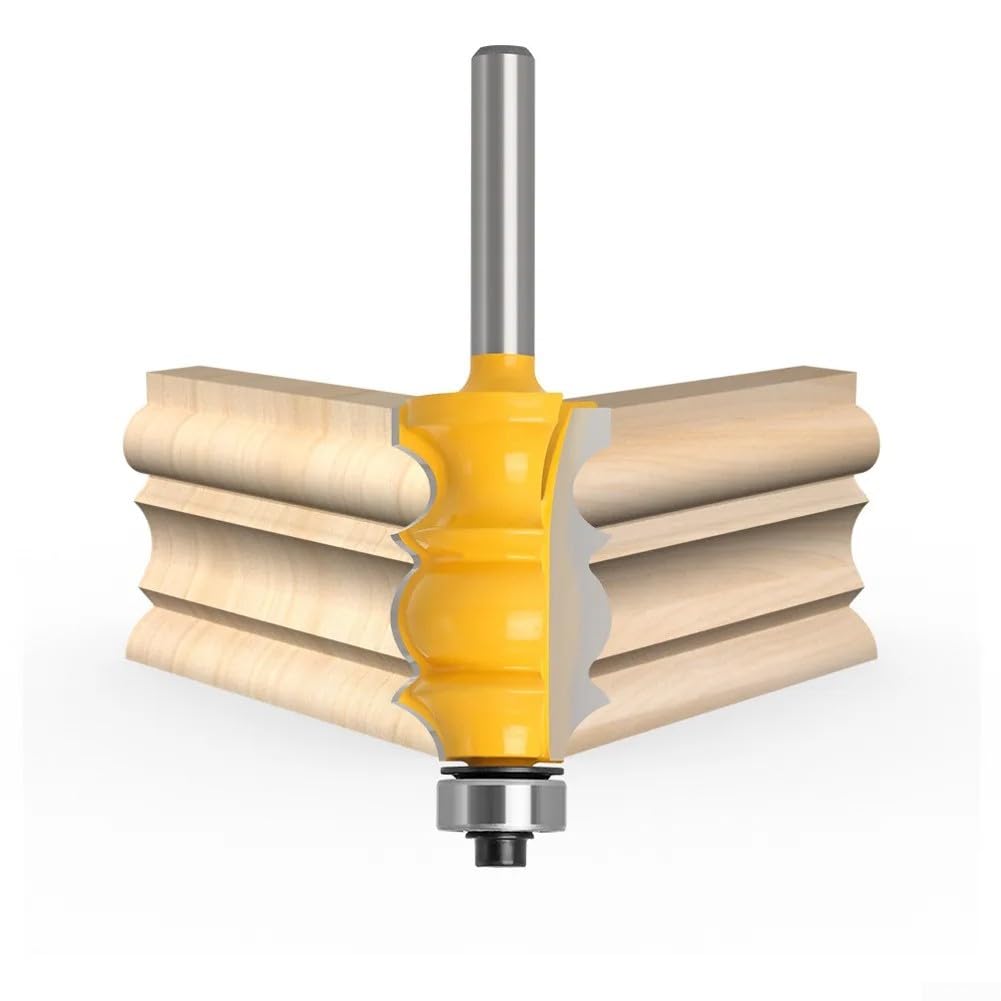 Carbide Profile Router Bit Woodworking, 6mm Shank with 1/4 Inch, Gold Trimming Milling Cutter Handmade Drawers and Moulding, 1 Pack(6 Shanks)