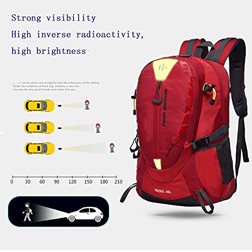 Mochila ligera deportiva Zhimei 40L para senderismo rojo miniatura 7
