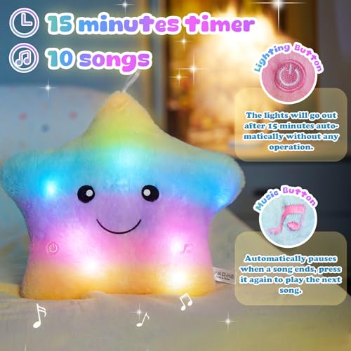 Image of Rainbow Light up Musical Star Plush Toy Twinkle Twinkle Little Star Toy13''