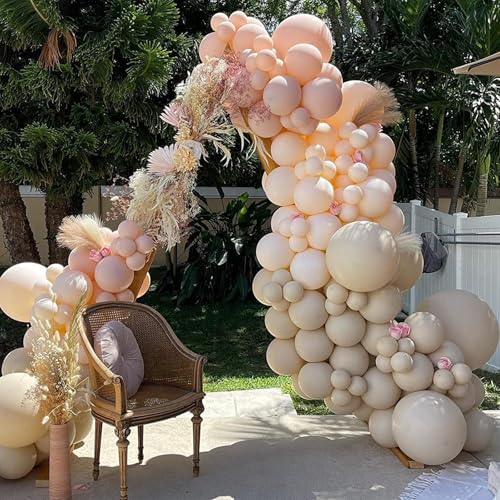 Image of 5 inch White Sand Latex Balloons, 100 pcs Mini Thick Beige Party Balloons for Birthday Wedding Baby Shower Decorations (White Sand)