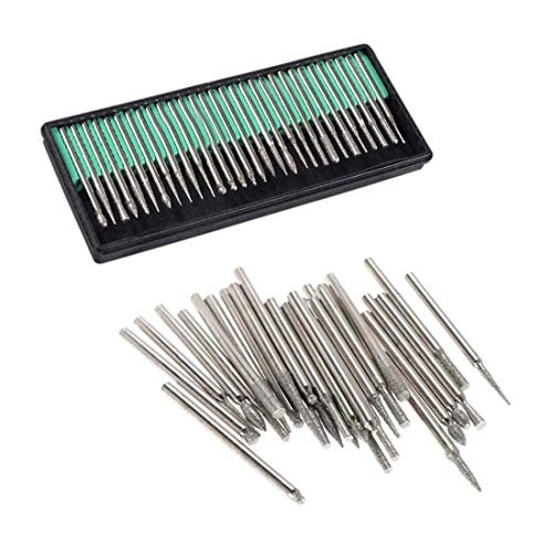 Image of DIY Crafts 30 Pieces Rotary Tool Bits - Diamond Tipped Deburring and Engraving Set - For a Range of Surfaces in a Variety of Sizes (Shape No # 8, Diamond Burr)
