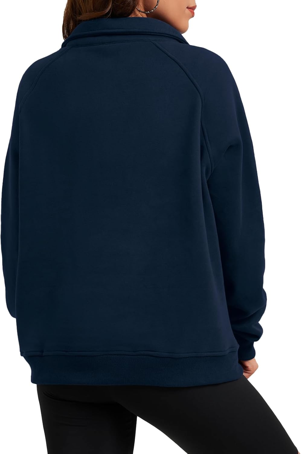 Elesomo Womens Quarter Zip Pullover Sweatshirts Casual Long Sleeve Fleece Hoodies Tops with Thumb Holes - Image 4