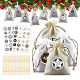 BOLSAS DE REGALO NAVIDAD - Puedes tener diferentes regalos en 24 bolsas para que puedas tener una pequeña sorpresa navideña todos los días.Agregue un fuerte ambiente navideño antes de la temporada navideña. Será la elección ideal para la cuenta atrás navideña.