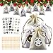 Esportic 24 Calendrier de l'Avent Sac en Tissu, Sachet Calendrier Noel Remplir, Sac Calendrier de l'Avent à Remplir, Sac Toile de Jute Noel Calendrier, DIY Sachets en Jute avec 24 Autocollant + Pinces