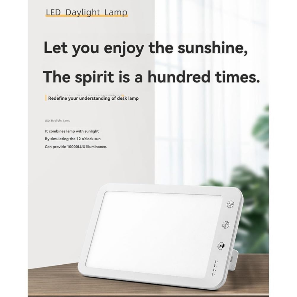 Lampe de Luminothérapie 10000 Lux avec 5 Niveaux de Luminosité Réglables, Contrôle Tactile, Lampe de Luminothérapie Contre la Dépression Saisonnière (Sad).