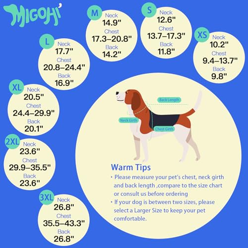 Image of MIGOHI Dog Winter Coat - Reflective Medium Dog Snow Jacket with Thick Turtleneck,Windproof Pet Fleece Vest, Cold Weather Coat for Medium Dogs, Snowproof for Hiking,Camping,L,ArmyGreen