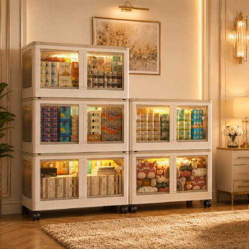 Image of EXVITO 6+2 Door Kids Plastic Wardrobe for Clothes, Foldable Plastic Almirah, Collapsible Wardrobe for Storage, Baby Cupboard for Clothes, Storage Rack for Kids - (Cream, 5 Pack)