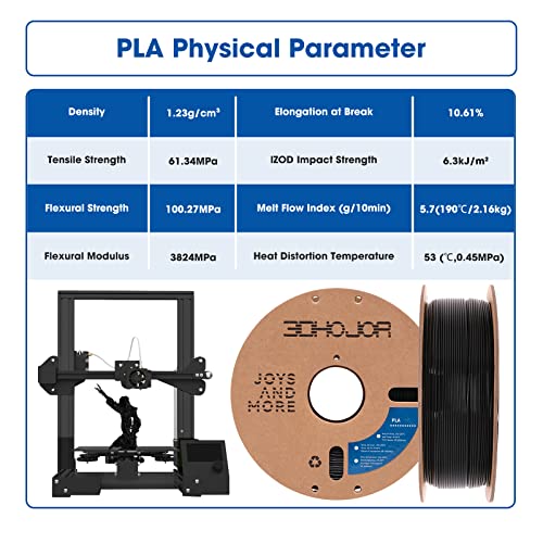 Image of 3DHoJor PLA Filament 1.75mm,3D Printing Filament,1kg*2 Cardboard Spool, Fit Most FDM 3D Printer,Dimensional Accuracy + /- 0.03 mm,Vacuum Packaging-2Pack Black