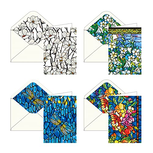 Image of RainCaper Fine Art Keepsake 5x7 Blank Stationery Tiffany Greeting Note Cards With Decorative Envelopes, Gift Boxed Set of 16 | 300 GSM Cardstock (Tiffany Stained Glass)