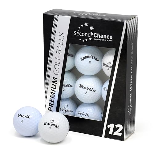 Second Chance Recycled Lake Golf Balls, 12 Pack, Mixed Golf Balls, Ideal for Practice and Play, Golf Ball Assortment, White