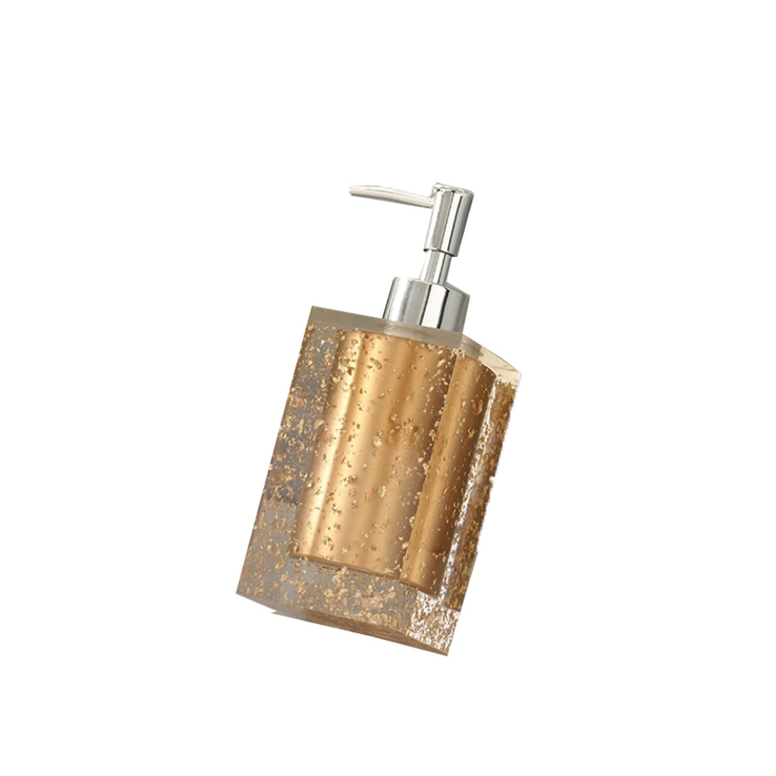 Resin Soap Dispenser Bottle Matte Electroplated Pump, Rounded Smooth Edges, Countertop Lotion for Bathroom(Brown)