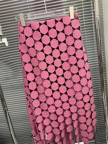 Womens Cut Out Skirt High Waist Patchwork Tassel Irregular Hem Solid Midi Skirts2