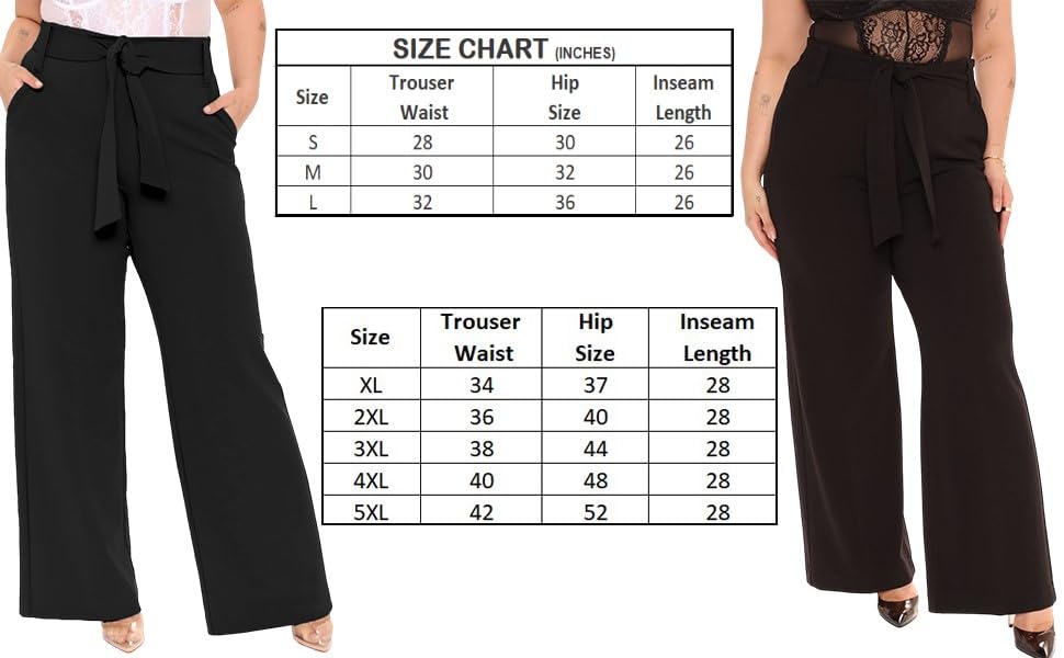 Image of FRAULEIN Women's Western Stylish Trousers Relax Fitting Belted Wide Leg [S - 5XL] Size Pants
