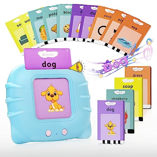 Image of Talking Flash Cards-Alphabet Pocket Speech Toys -224 Signt Words of 12 Varieties- Therapy Autism Sensory Toys for Autism Children-Educational Toddler for 2-4 Years Old Kids Gifts-Blue