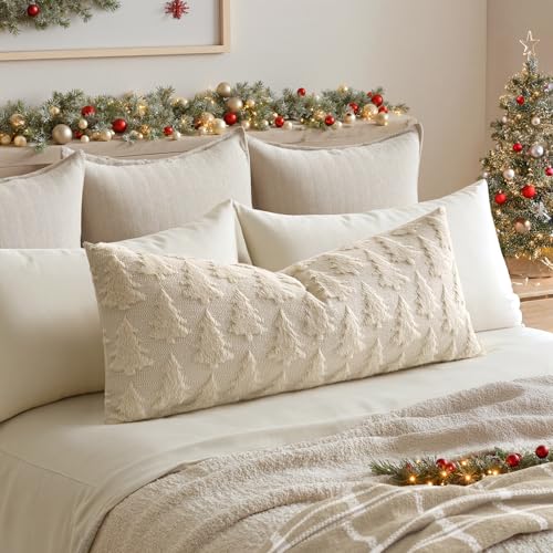 Image of MIULEE Christmas Throw Pillow Cover Beige 14x36 Lumbar Body