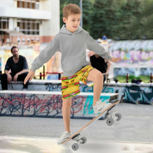 J JOYSAY Hamburger Onion Yellow Boys Athletic Shorts Kids Youth Casual Shotrs with Pockets Elastic Waistband4