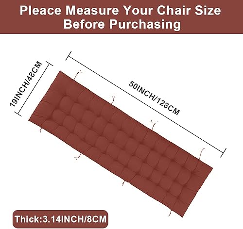 Miniatura 5 de Cojín para silla de patio de 50 pulgadas, cojín acolchado más grueso para tumbona, columpio para silla de gravedad cero para exterior, interior,