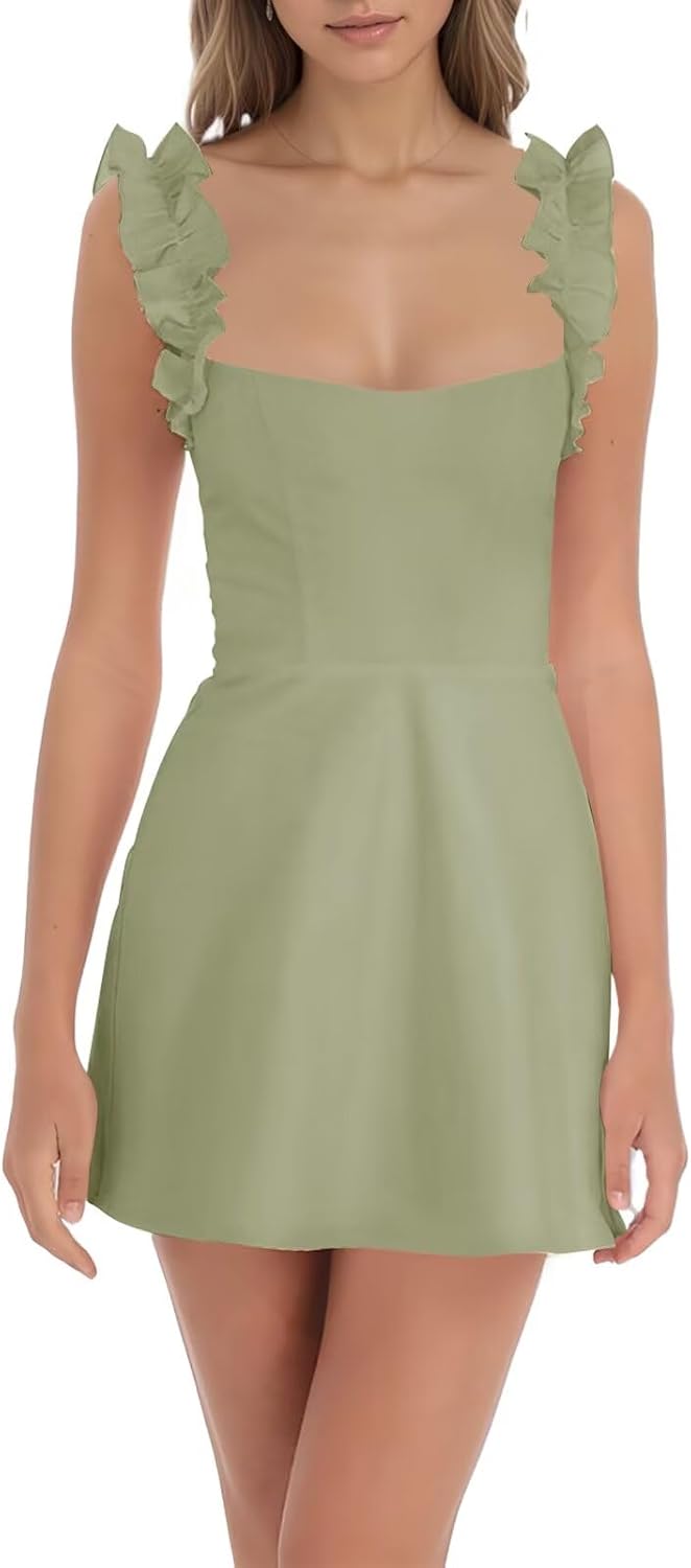 Satin Homecoming Dresses for Teens 2025 Spaghetti Straps Ruched Backless Bodycon Graduation Dress